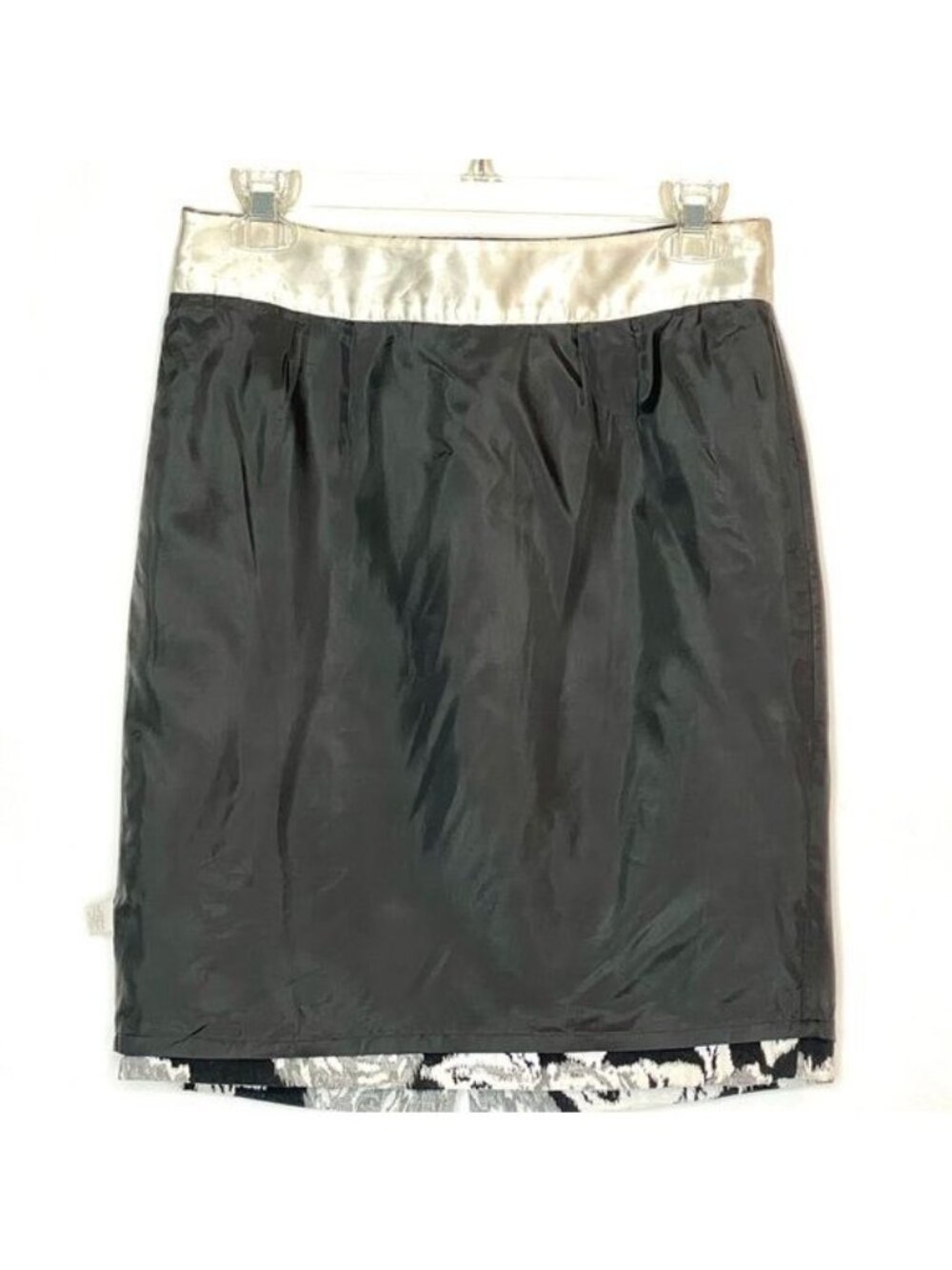 Banana Republic Rose Floral Tapestry Skirt Black Gray White Lined Pencil Size 2P - Picture 6 of 11